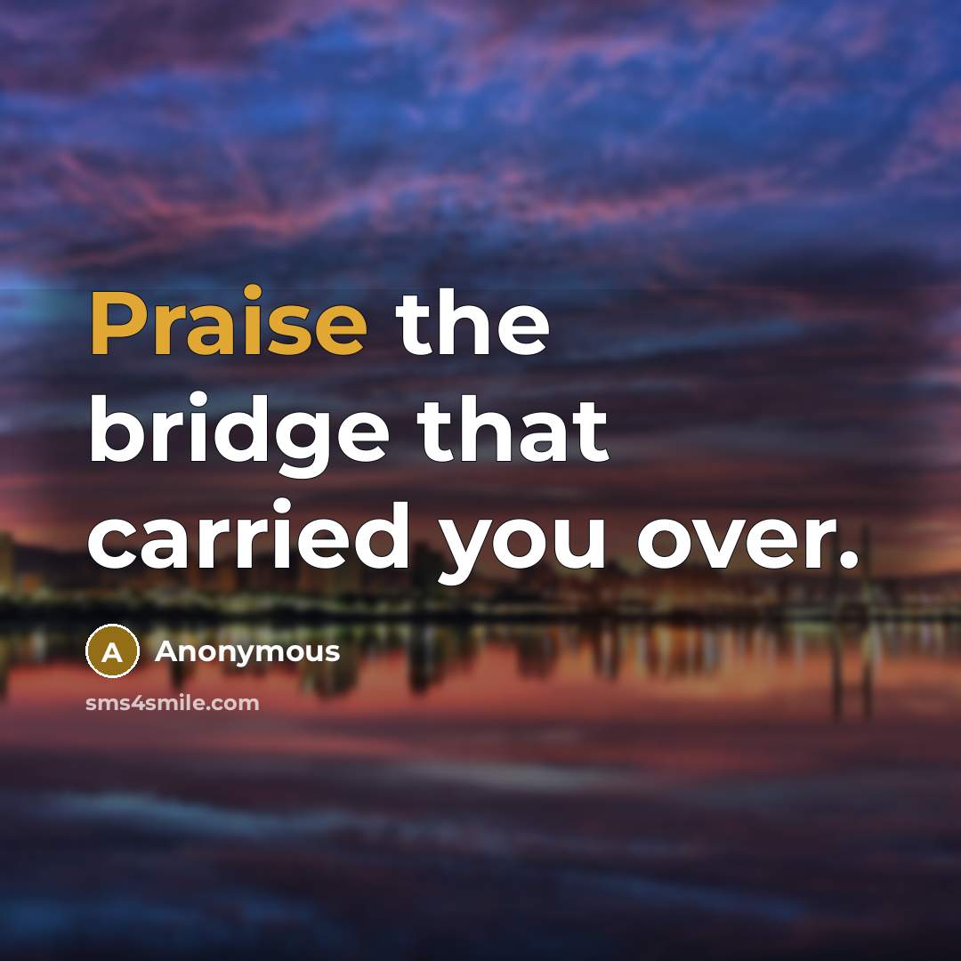 “Praise the bridge that carried you over.…” quote by Anonymous