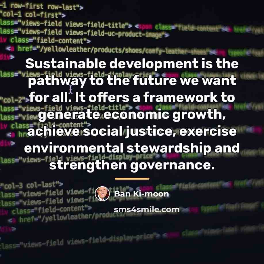“Sustainable development is the pathway to the future we want…” quote by Ban Ki-moon
