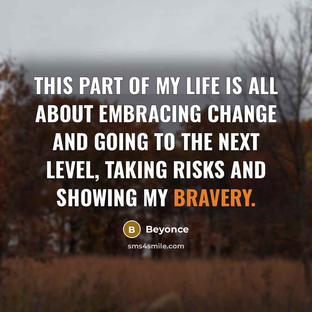 “This part of my life is all about embracing change and going to the next level, taking risks and showing my bravery.” quote by Beyonce