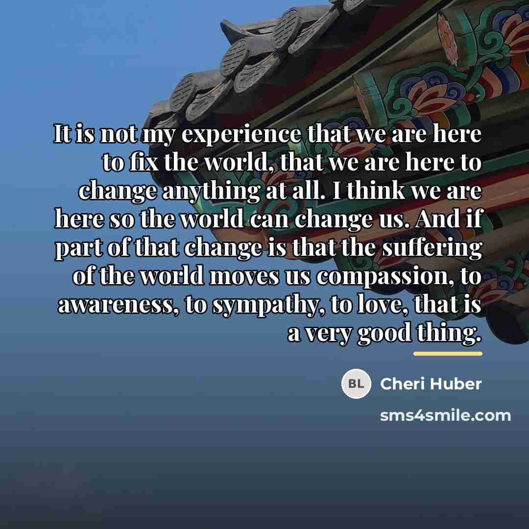 “It is not my experience that we are here to…” quote by Cheri Huber