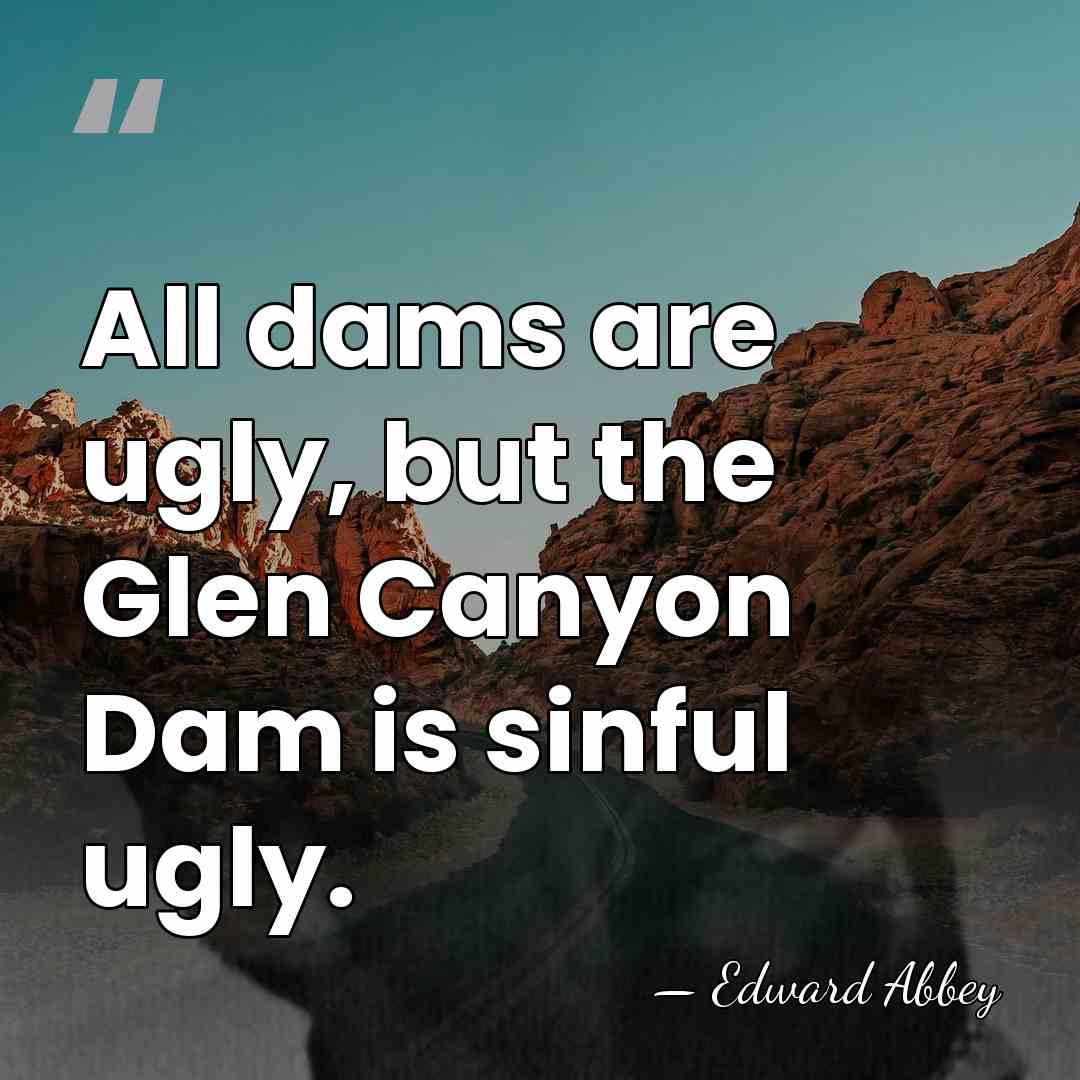 All dams are ugly, but the Glen Canyon Dam is sinful ugly. - Edward Abbey