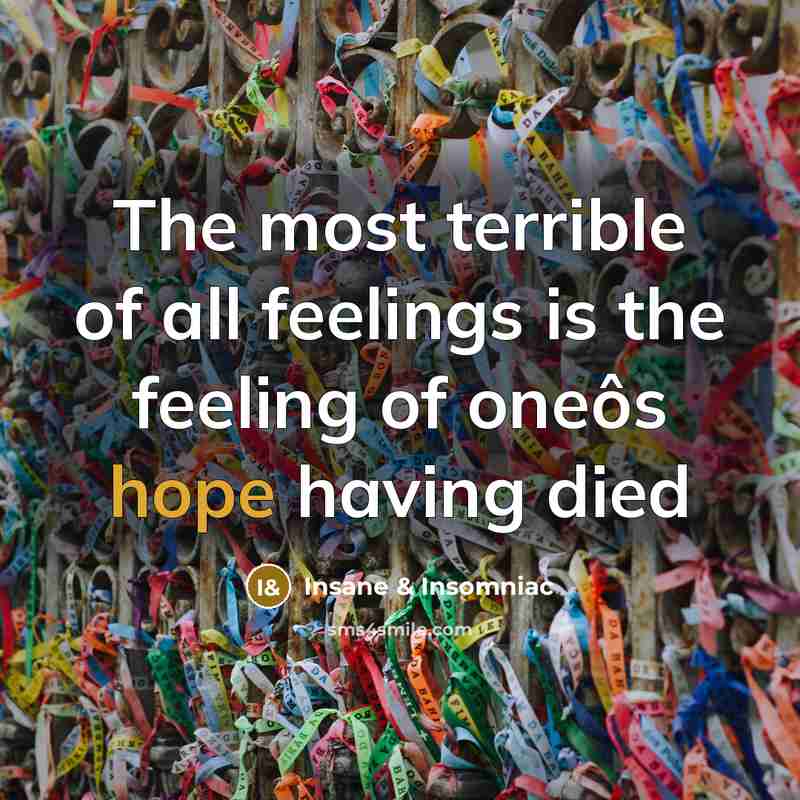 “The most terrible of all feelings is the feeling of…” quote by Insane & Insomniac