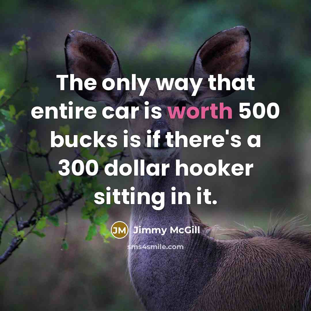 “The only way that entire car is worth 500 bucks…” quote by Jimmy McGill