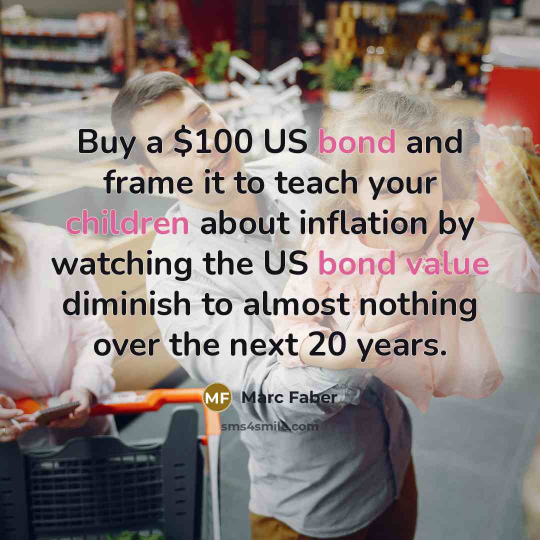 “Buy a $100 US bond and frame it to teach…” quote by Marc Faber