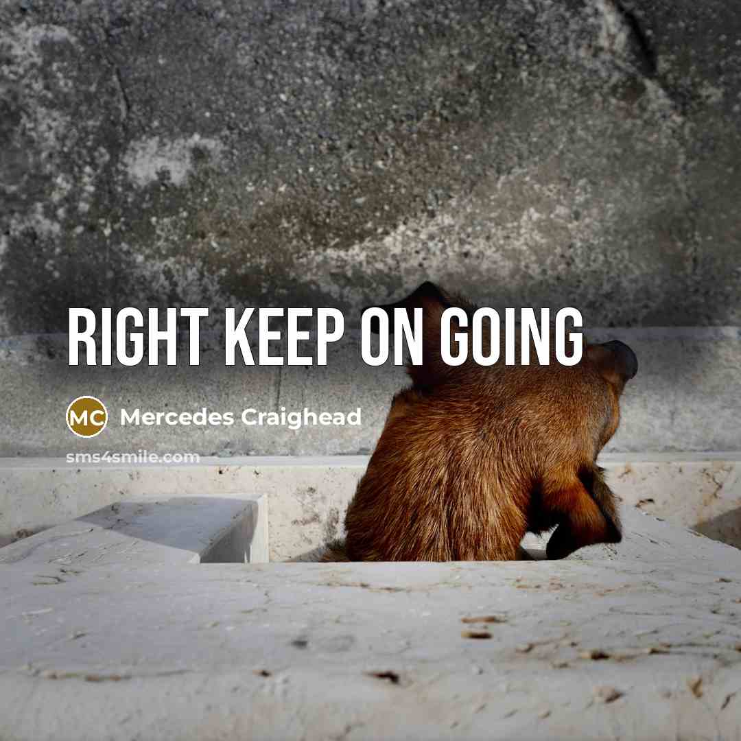 “Right Keep on going” quote by Mercedes Craighead