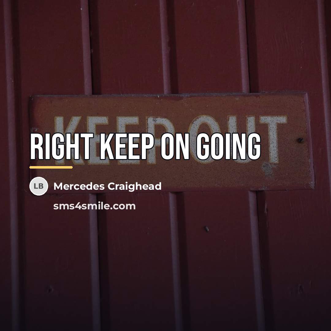 “Right Keep on going…” quote by Mercedes Craighead