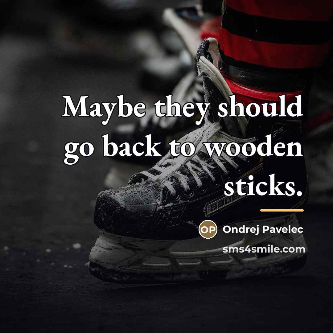 “Maybe they should go back to wooden sticks.…” quote by Ondrej Pavelec