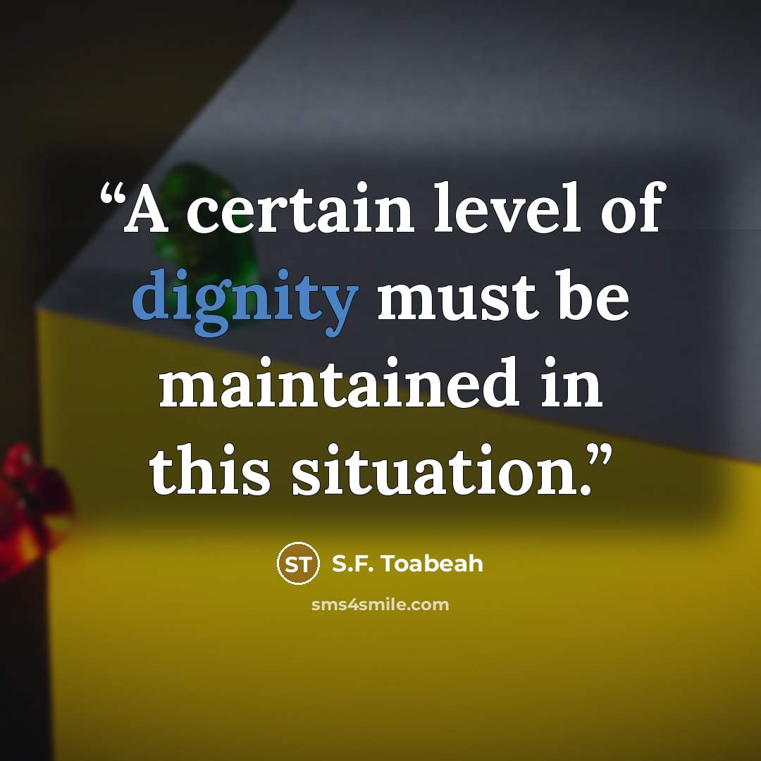 “A certain level of dignity must be maintained in this situation.” quote by S.F. Toabeah