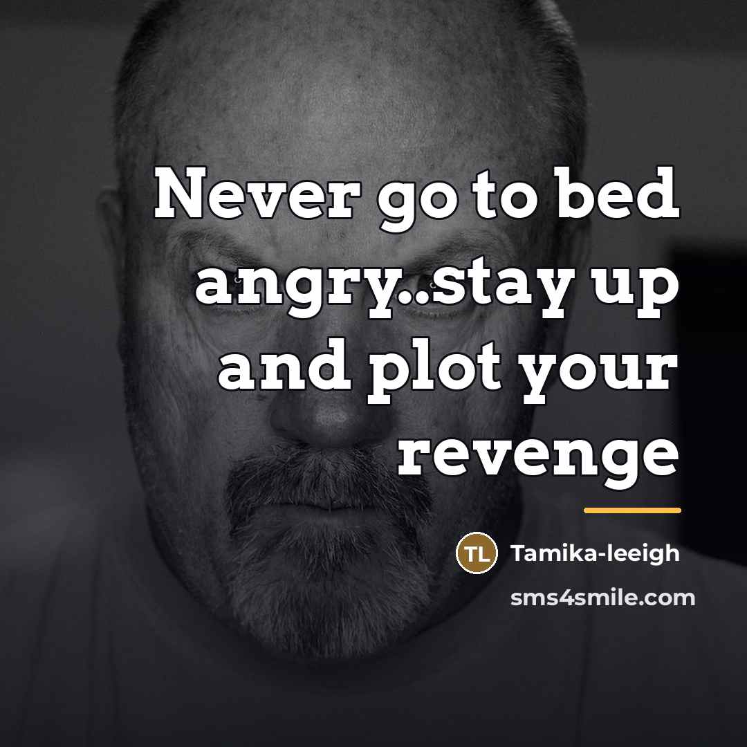 “Never go to bed angry..stay up and plot your revenge…” quote by Tamika-leeigh