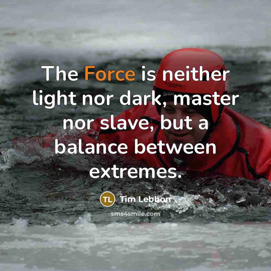 “The Force is neither light nor dark, master nor slave,…” quote by Tim Lebbon