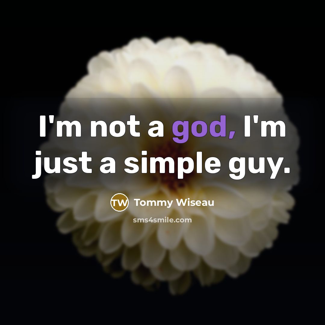 “I'm not a god, I'm just a simple guy.…” quote by Tommy Wiseau