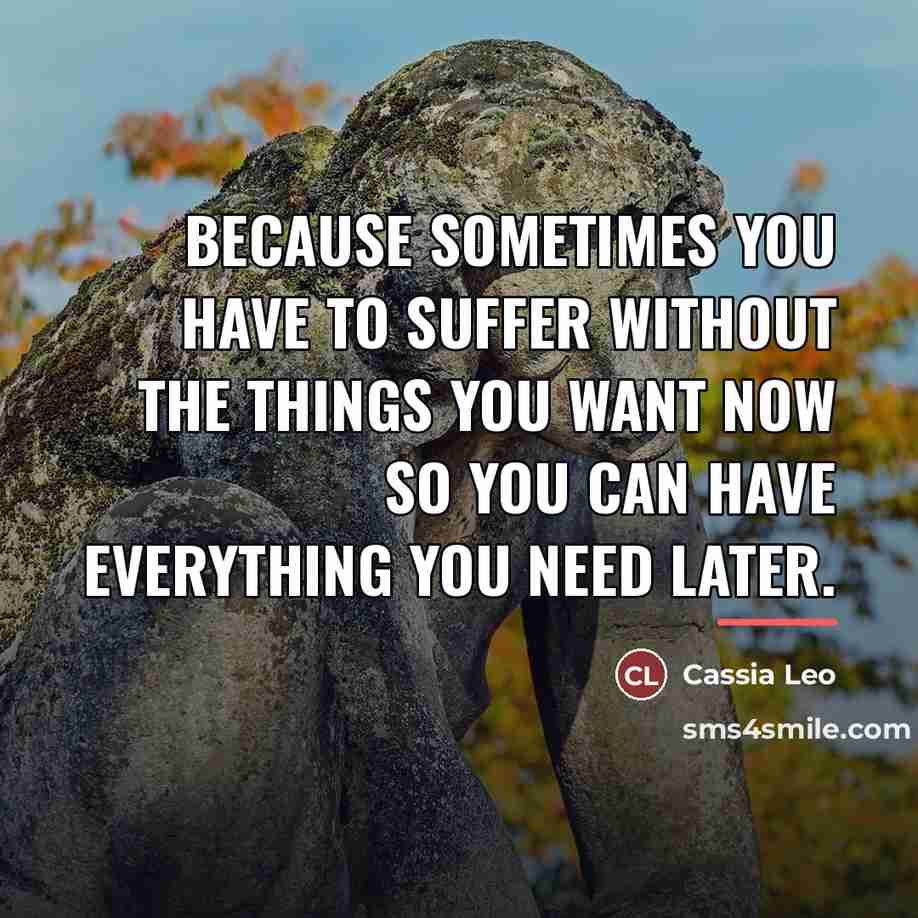 “Because sometimes you have to suffer without the things you…” quote by Cassia Leo