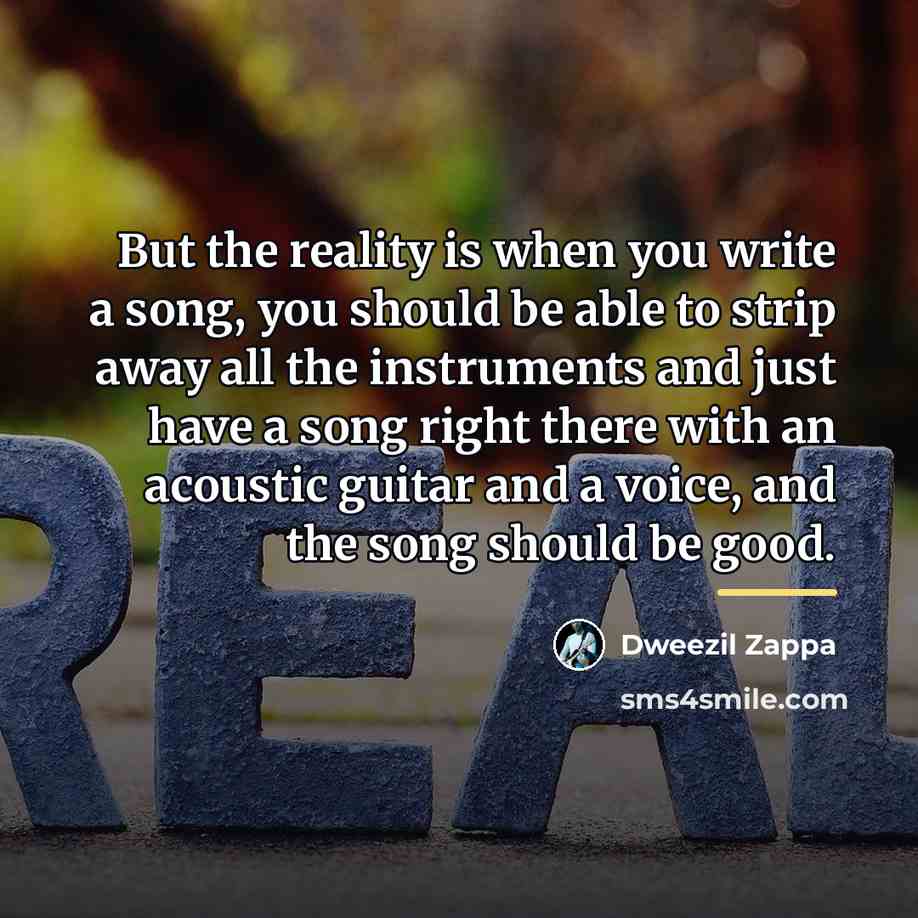 “But the reality is when you write a song, you…” quote by Dweezil Zappa