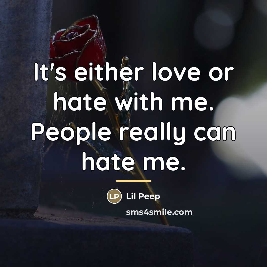 “It's either love or hate with me. People really can…” quote by Lil Peep