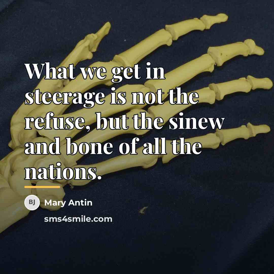 “What we get in steerage is not the refuse, but…” quote by Mary Antin