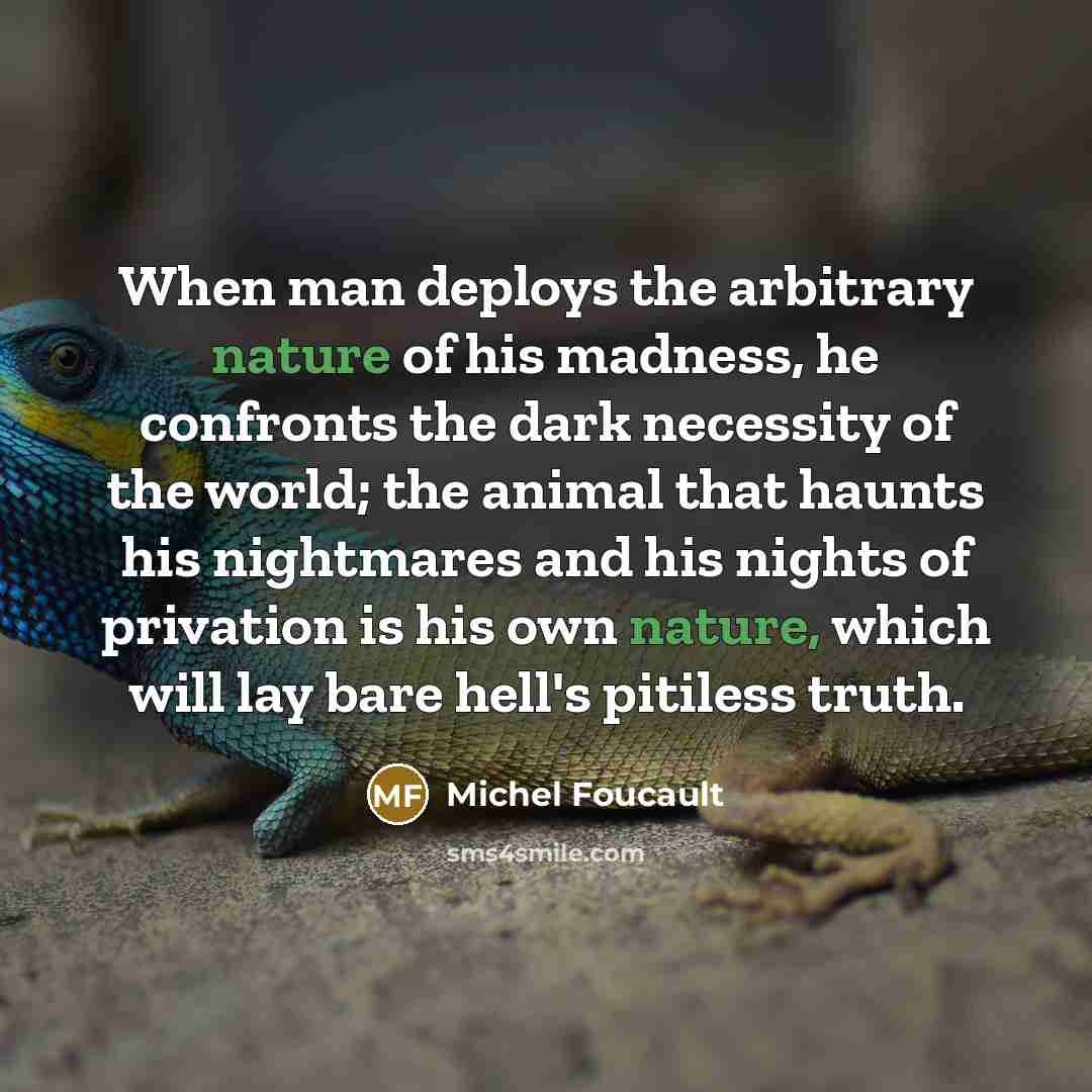 “When man deploys the arbitrary nature of his madness, he…” quote by Michel Foucault
