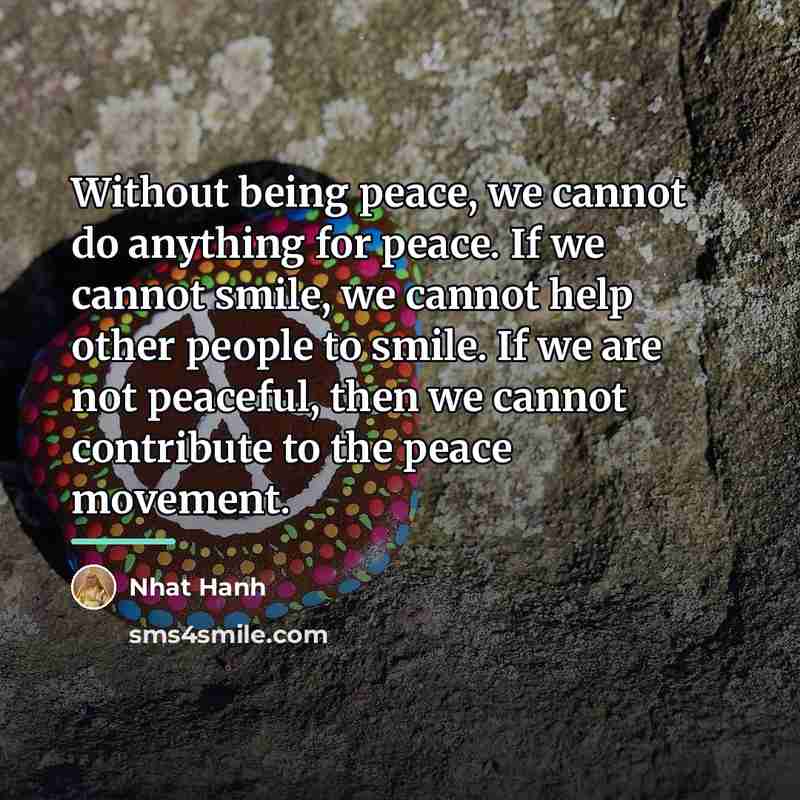“Without being peace, we cannot do anything for peace. If…” quote by Nhat Hanh