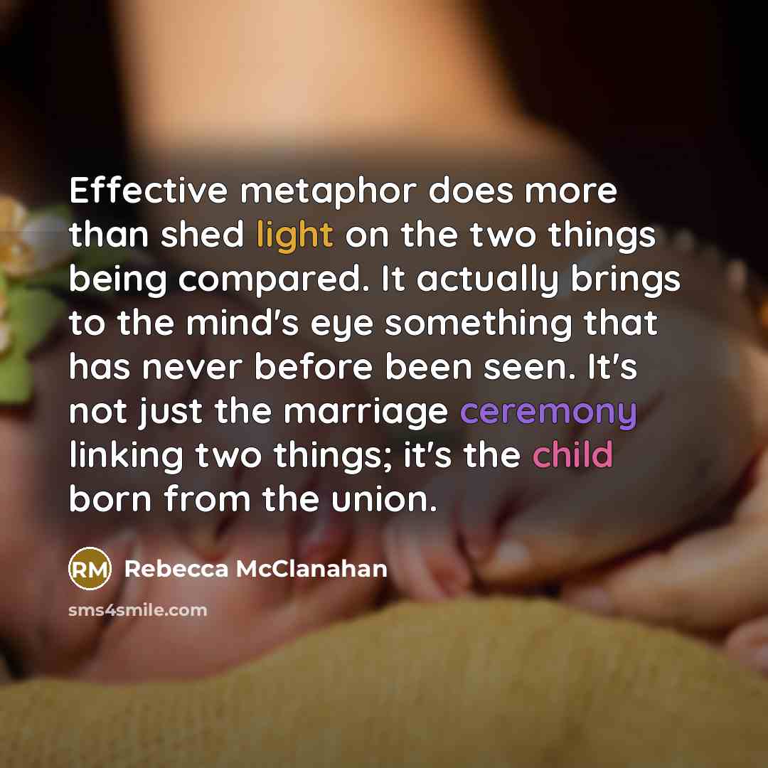 “Effective metaphor does more than shed light on the two…” quote by Rebecca McClanahan