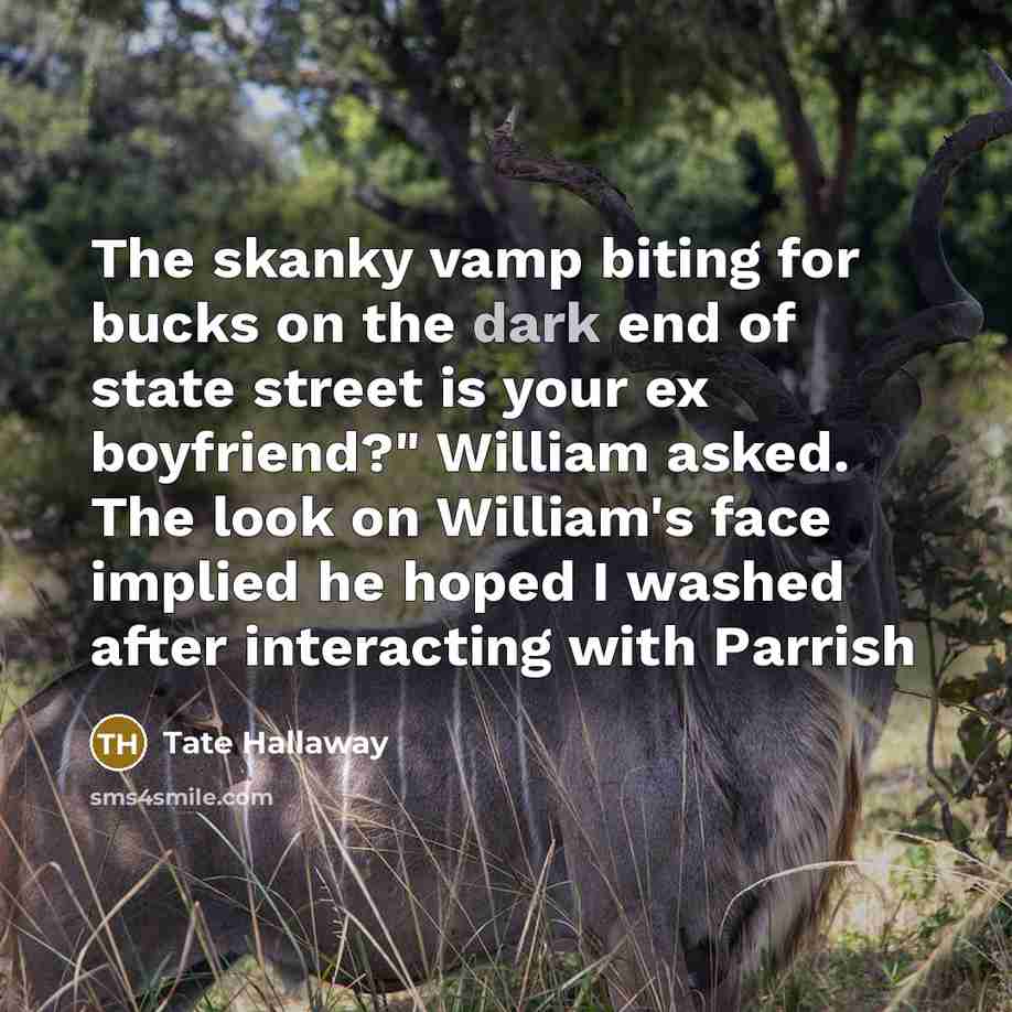 “The skanky vamp biting for bucks on the dark end…” quote by Tate Hallaway
