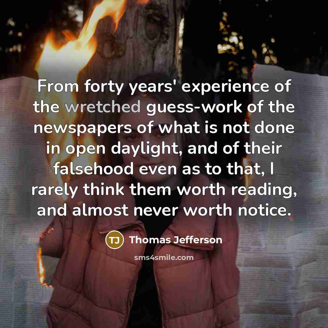 “From forty years' experience of the wretched guess-work of the…” quote by Thomas Jefferson