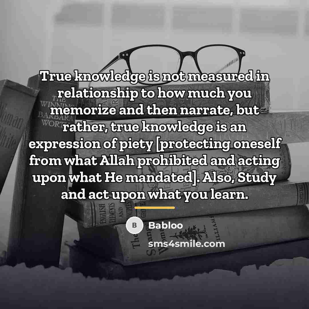 “True knowledge is not measured in relationship to how much…” quote by Babloo