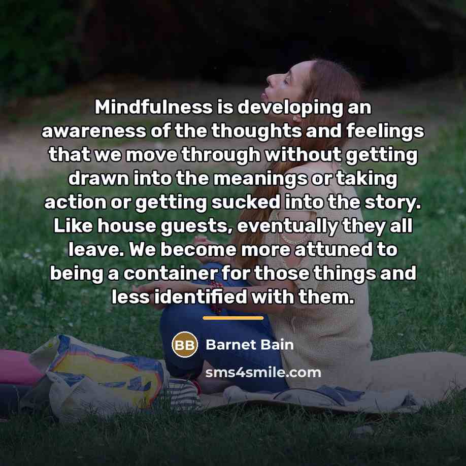 “Mindfulness is developing an awareness of the thoughts and feelings…” quote by Barnet Bain