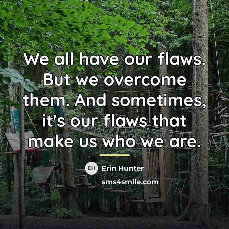 “We all have our flaws. But we overcome them. And…” quote by Erin Hunter