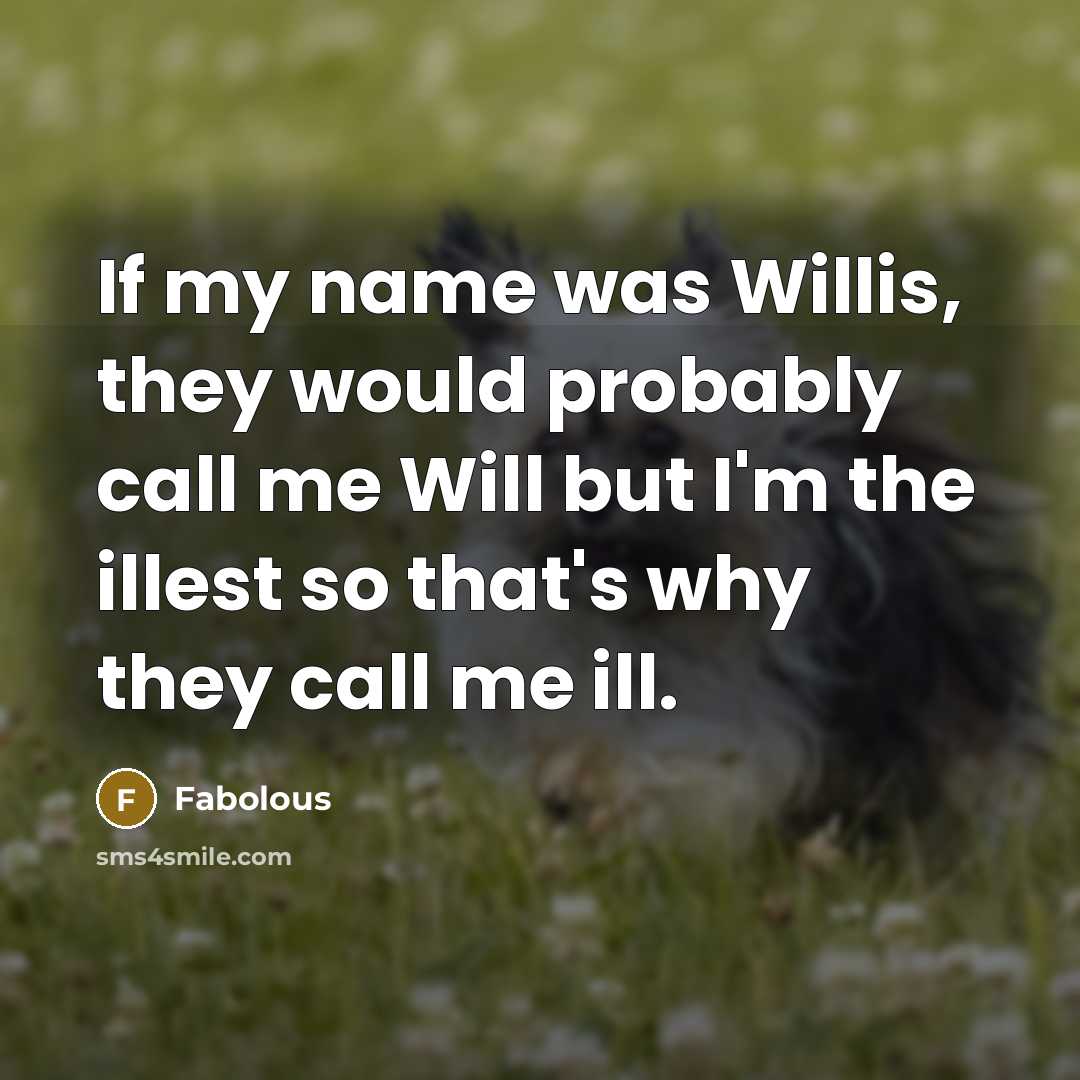“If my name was Willis, they would probably call me…” quote by Fabolous