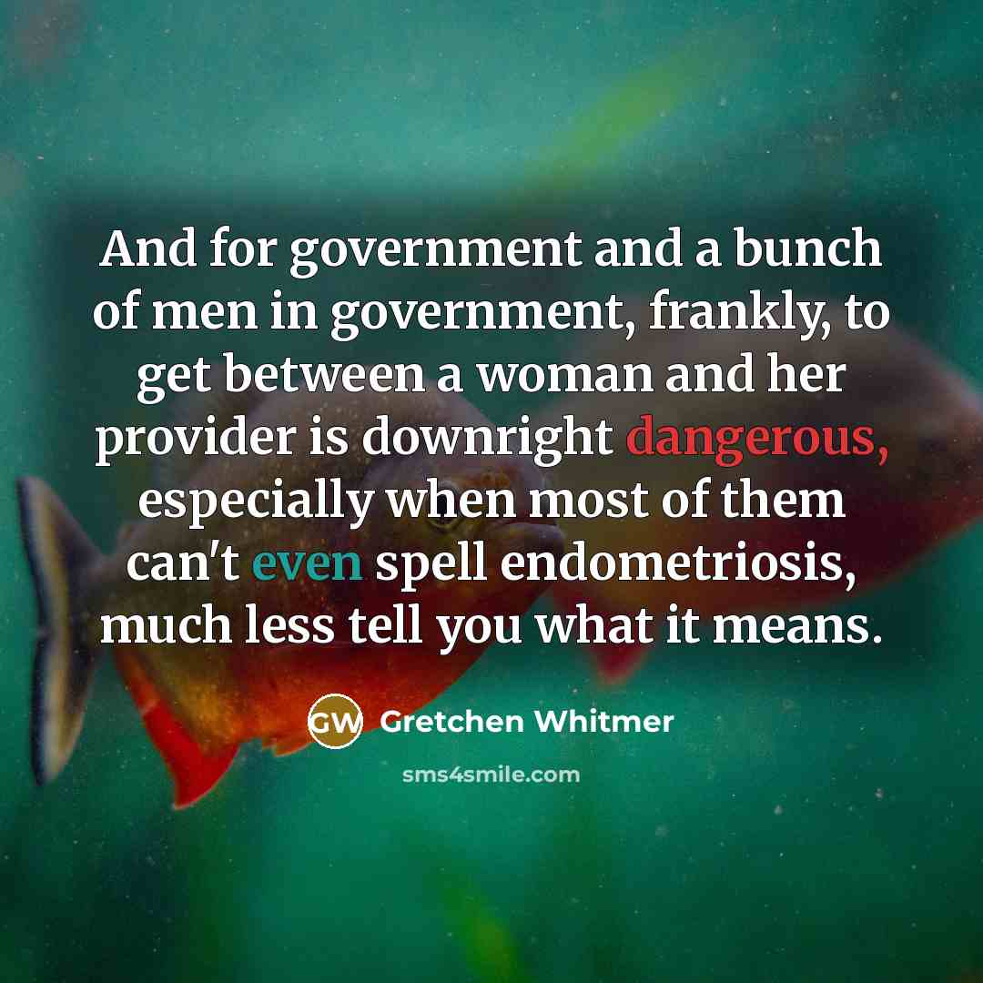 “And for government and a bunch of men in government,…” quote by Gretchen Whitmer