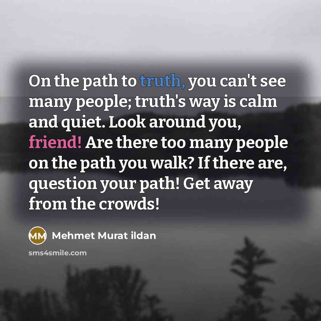 “On the path to truth, you can't see many people;…” quote by Mehmet Murat Ildan
