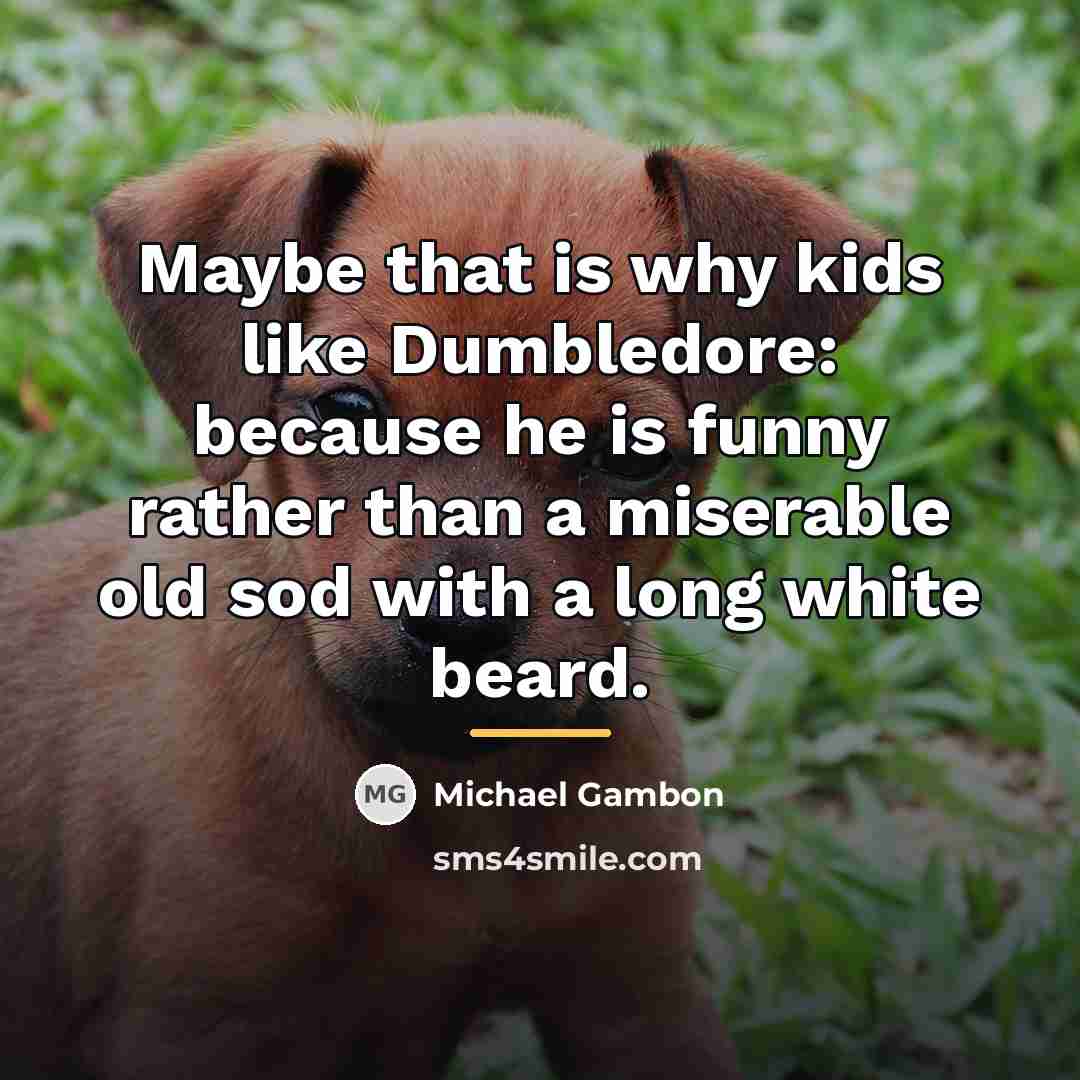 “Maybe that is why kids like Dumbledore: because he is…” quote by Michael Gambon