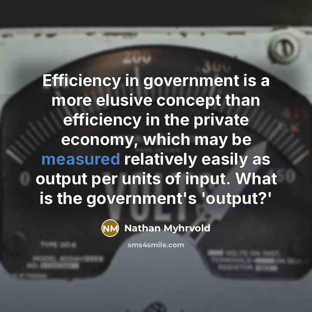 “Efficiency in government is a more elusive concept than efficiency…” quote by Nathan Myhrvold