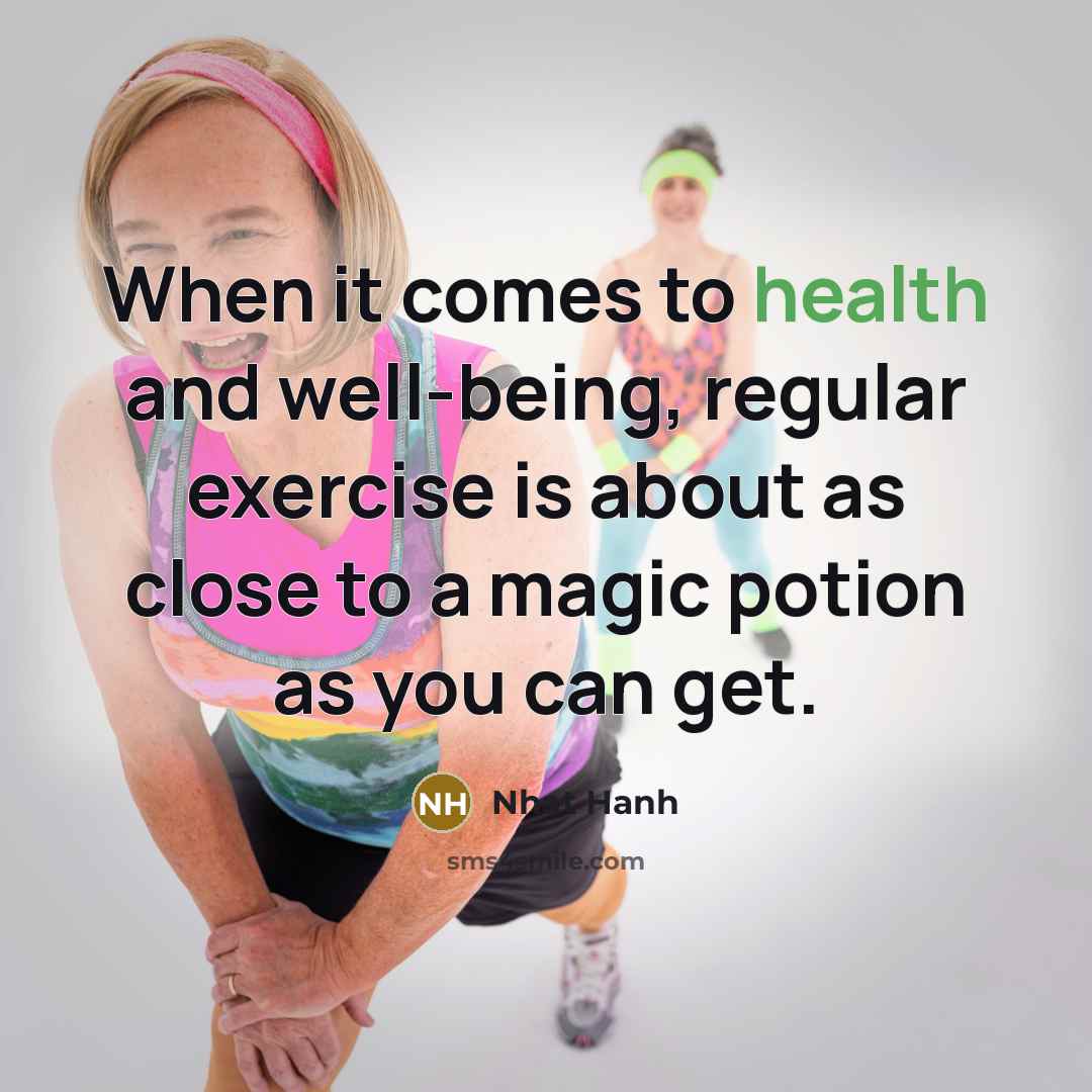 “When it comes to health and well-being, regular exercise is…” quote by Nhat Hanh