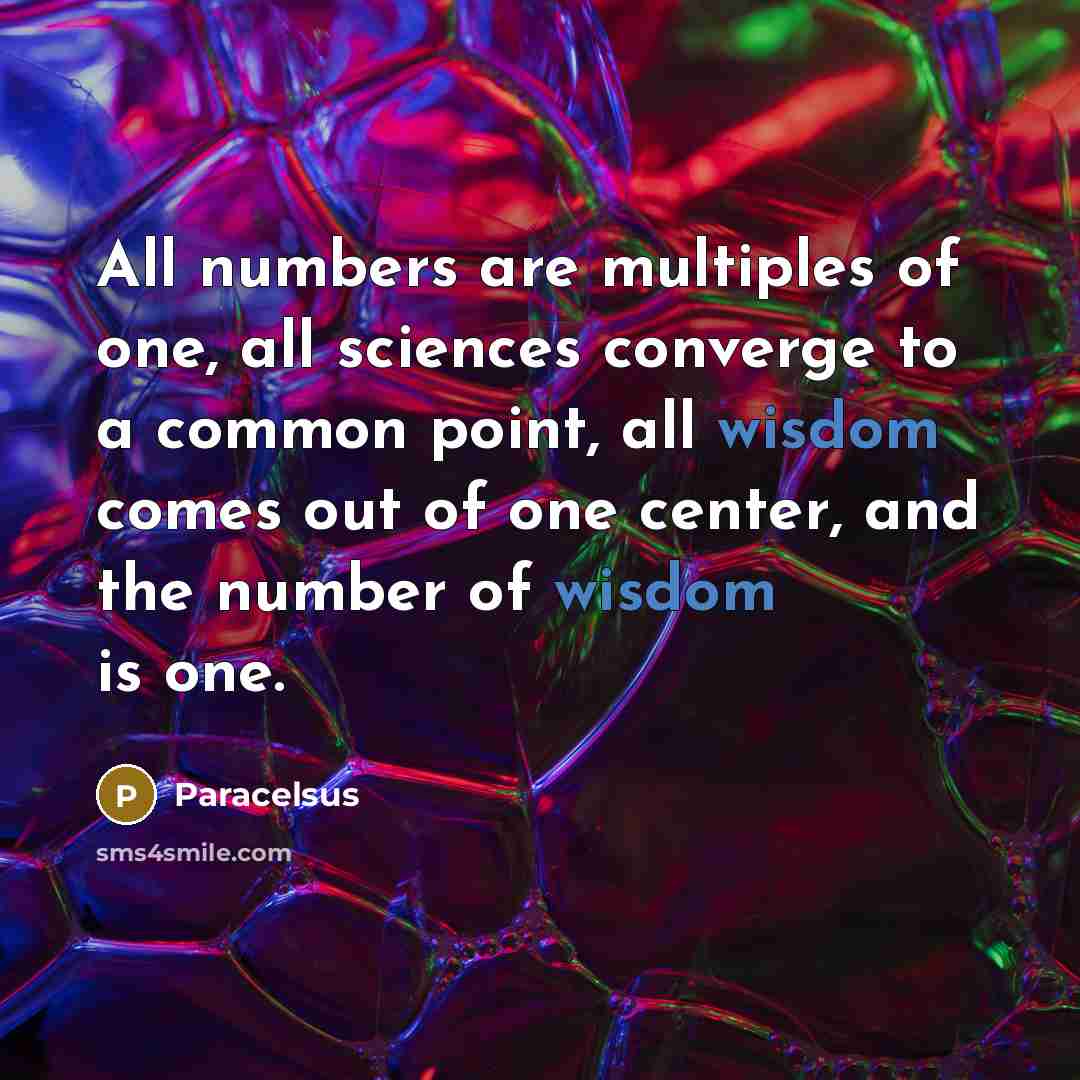 “All numbers are multiples of one, all sciences converge to…” quote by Paracelsus