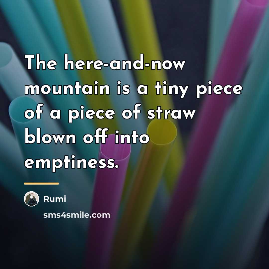 “The here-and-now mountain is a tiny piece of a piece…” quote by Rumi