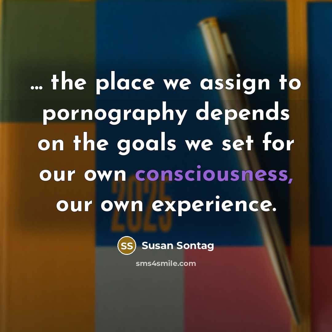 “... the place we assign to pornography depends on the…” quote by Susan Sontag