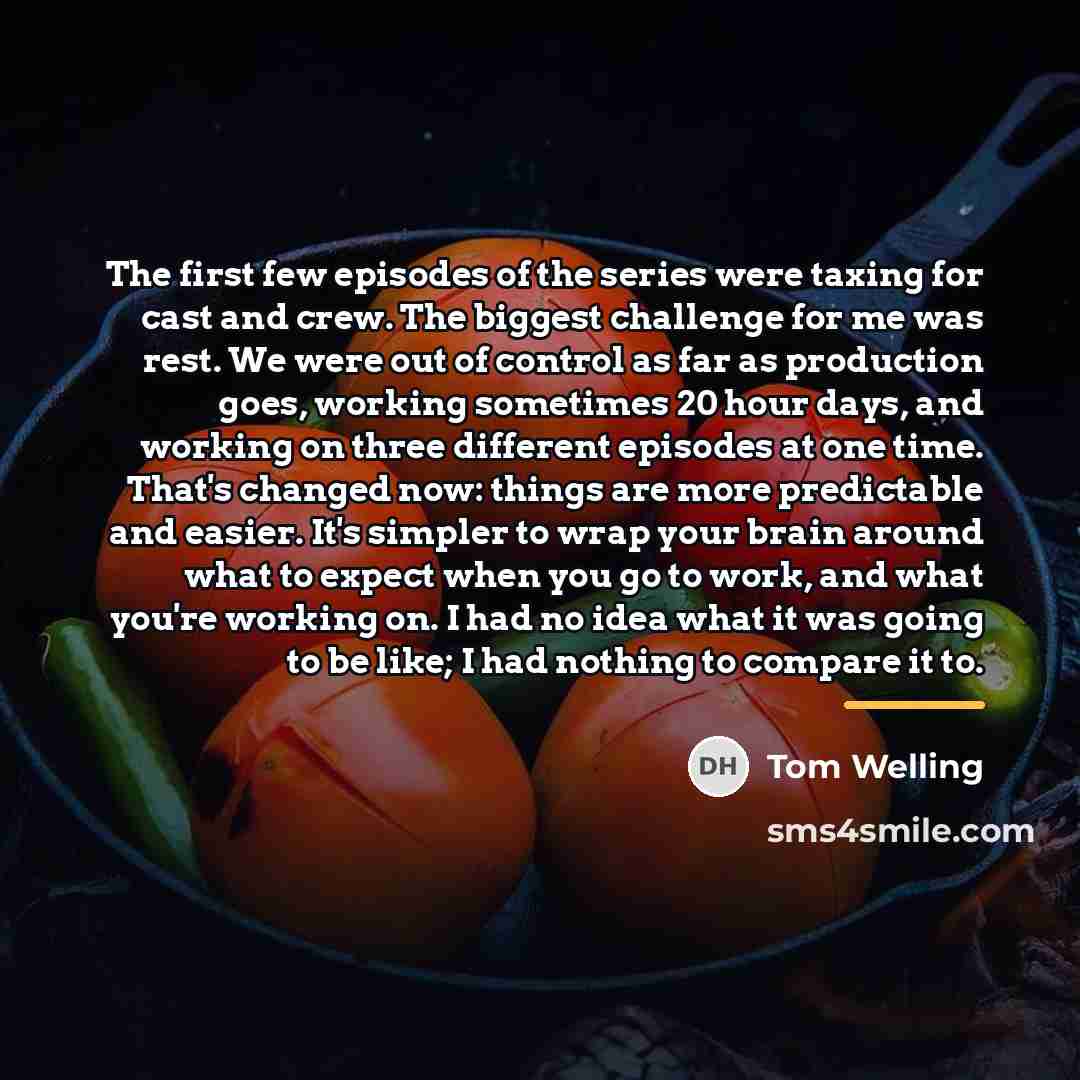 “The first few episodes of the series were taxing for…” quote by Tom Welling