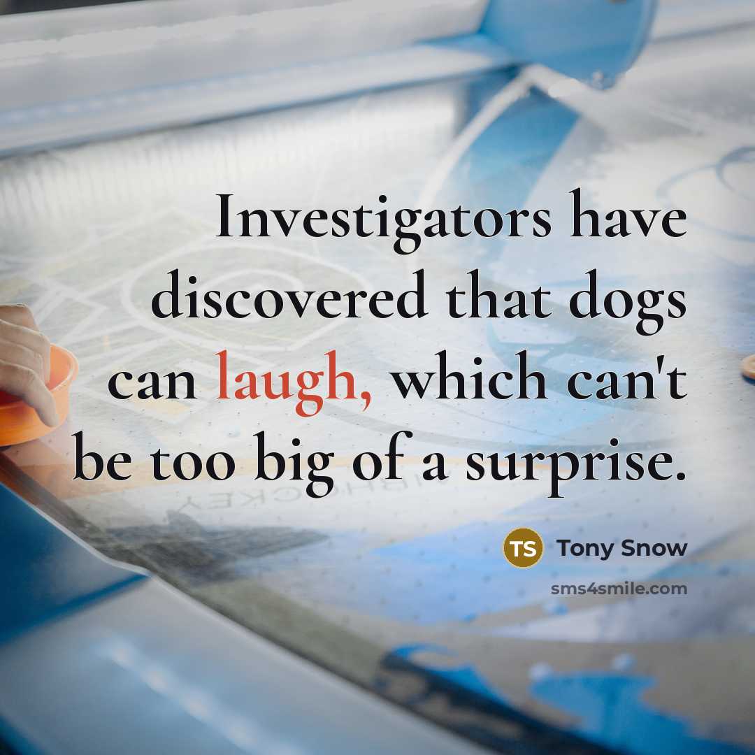 “Investigators have discovered that dogs can laugh, which can't be…” quote by Tony Snow