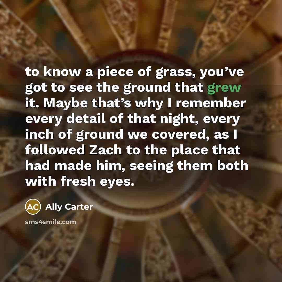 “to know a piece of grass, you’ve got to see…” quote by Ally Carter