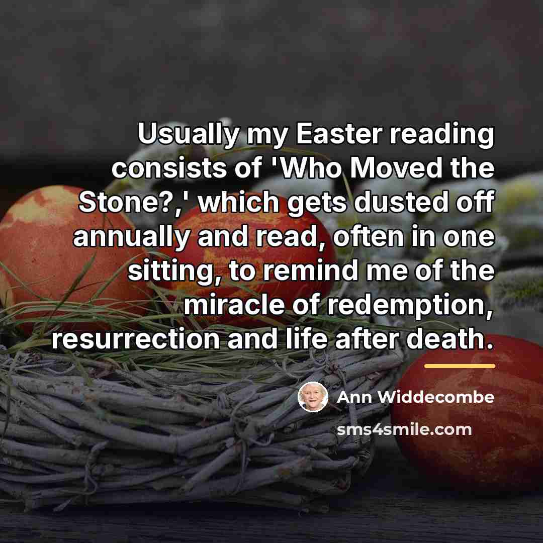 “Usually my Easter reading consists of 'Who Moved the Stone?,'…” quote by Ann Widdecombe