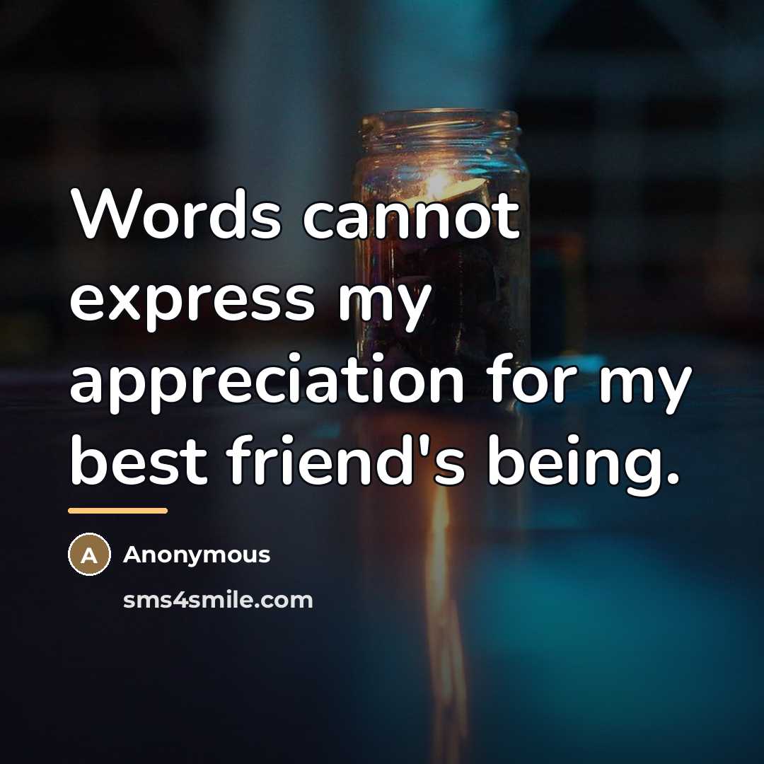 “Words cannot express my appreciation for my best friend's being.…” quote by Anonymous