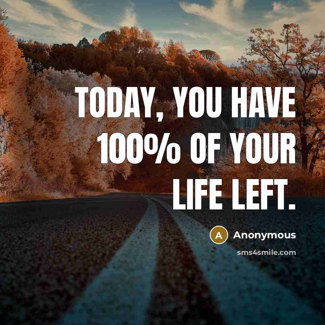 “Today, you have 100% of your life left.…” quote by Anonymous