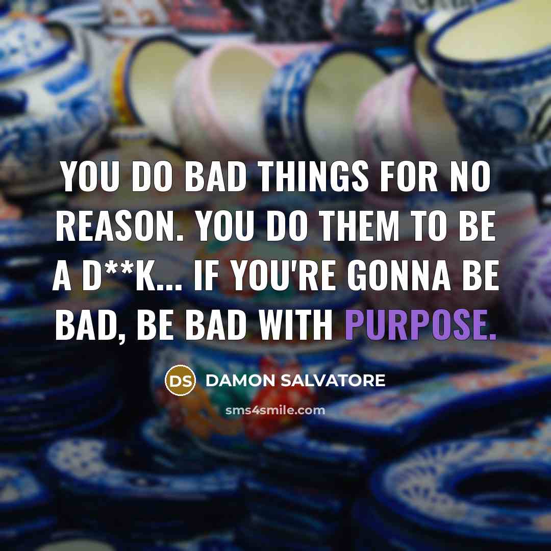 “You do bad things for no reason. You do them…” quote by Damon Salvatore