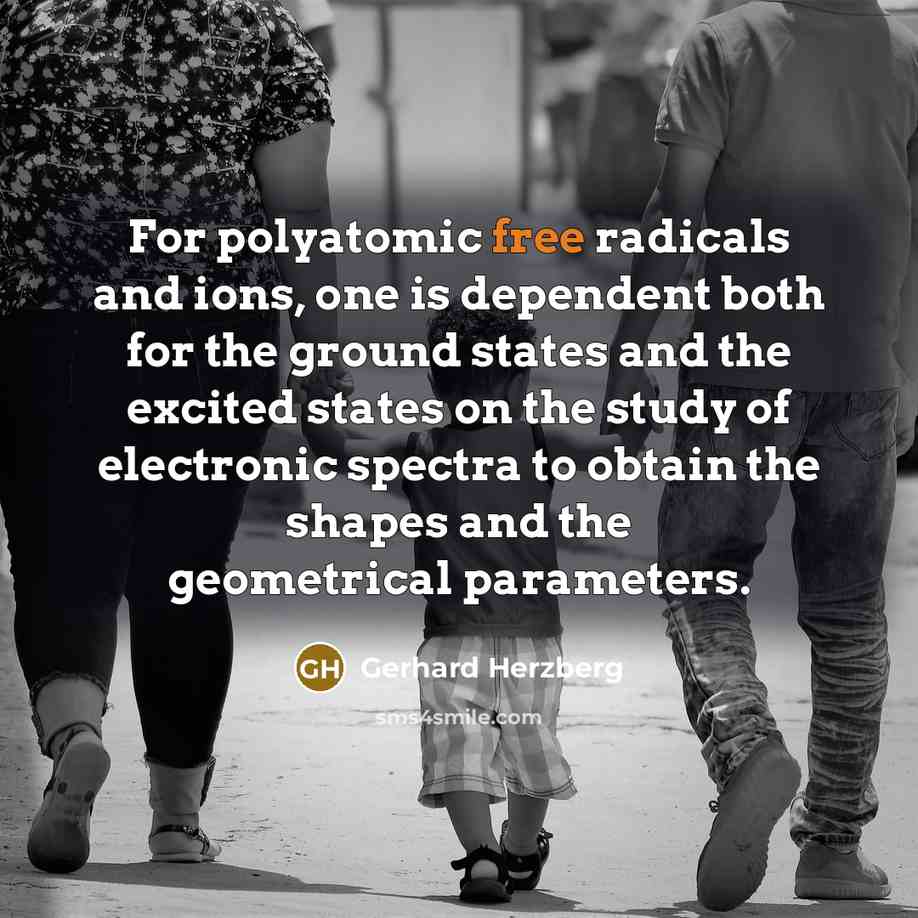 “For polyatomic free radicals and ions, one is dependent both…” quote by Gerhard Herzberg