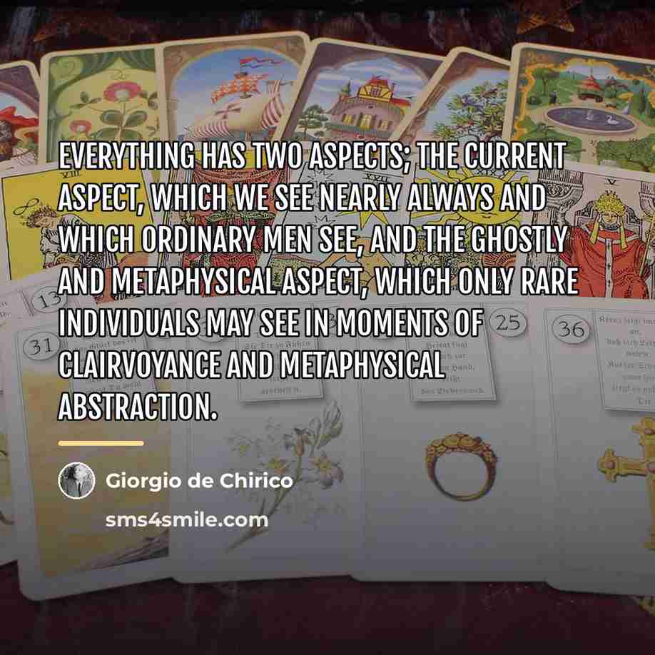 “Everything has two aspects; the current aspect, which we see…” quote by Giorgio de Chirico