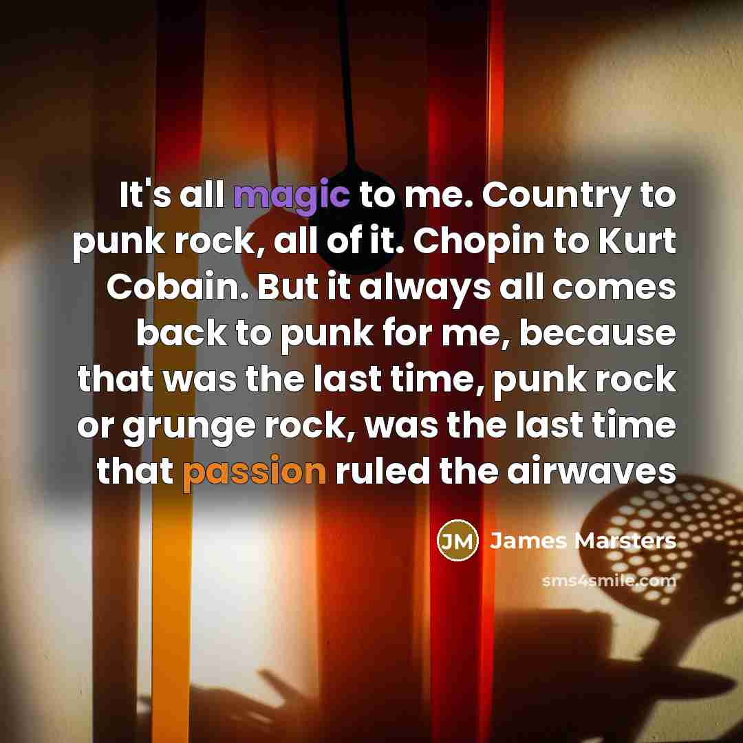 “It's all magic to me. Country to punk rock, all…” quote by James Marsters