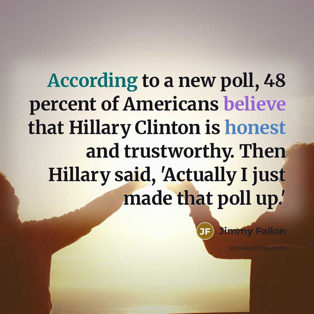 “According to a new poll, 48 percent of Americans believe…” quote by Jimmy Fallon