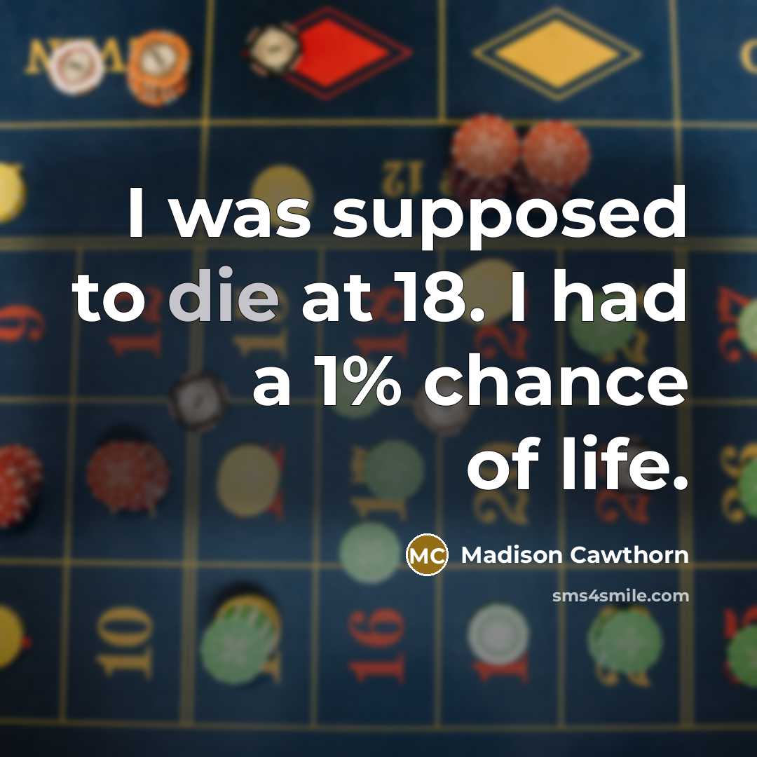 “I was supposed to die at 18. I had a…” quote by Madison Cawthorn