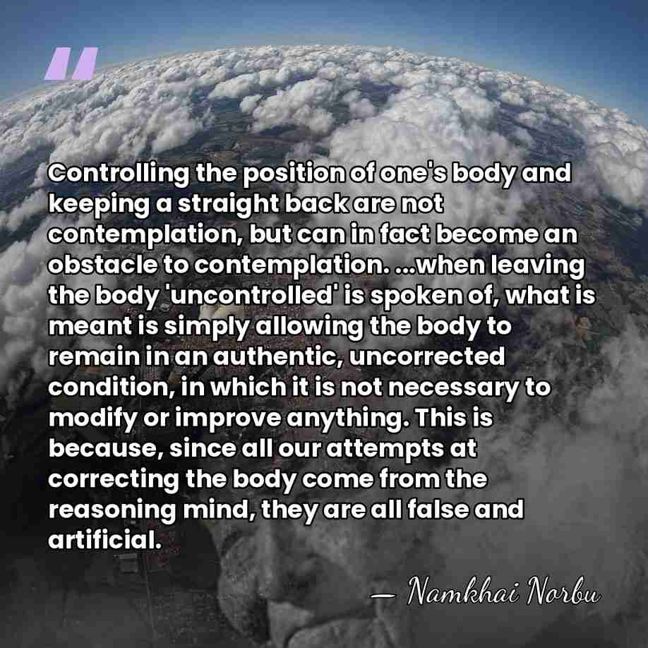 Controlling the position of one's body and keeping a straight back are&hellip; - Namkhai Norbu