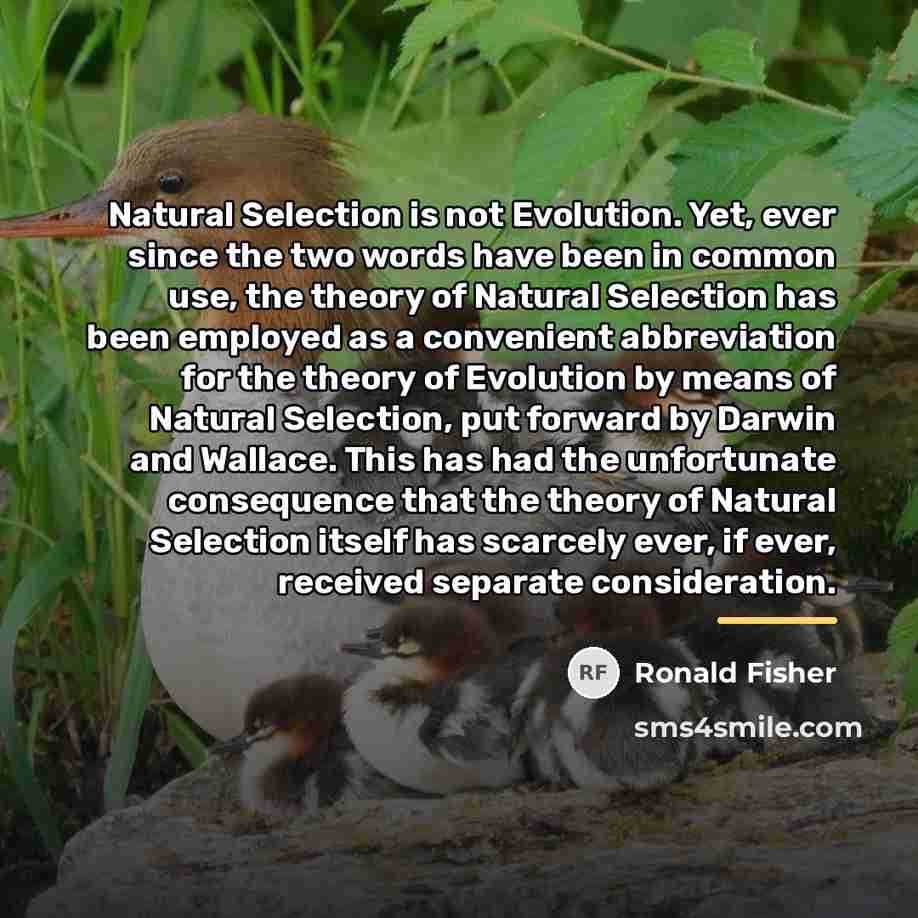 “Natural Selection is not Evolution. Yet, ever since the two…” quote by Ronald Fisher